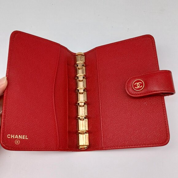 Chanel Caviar leather Ring Agenda Red Wallet Card lux-185-092025 - Picture 9 of 16